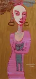 Constantine Popov, Cassandra with Cat, Acrylic on Board