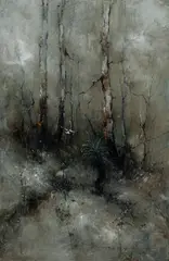 Peter Fennell, Magpies in Flight, Oil on Canvas