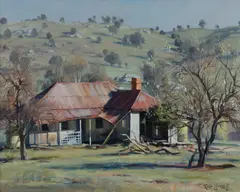 Reginald Campbell, Rural Property with Distant Views, Oil on Canvas on Board