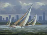 Brian Baigent, Stormy Conditions, Sydney, 1976, Oil on Canvas Board