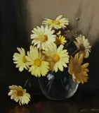 Albert John Sherman, Yellow Daisies, Oil on Board