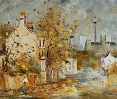 Woolloomooloo by Wilmotte Williams, Oil on Canvas Board, sold Dec 2022