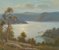 Afternoon Pittwater [NSW] by Erik Langker, Oil on Canvas Board, sold Dec 2022