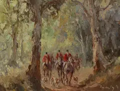 John Tiplady, Hunt at Wistow, Sth. Australia, 1989, Oil on Canvas