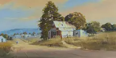 William John O'Shea, Country Homestead, Oil on Canvas on Board