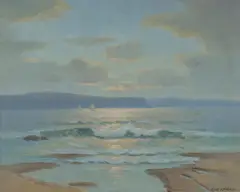 Low Tide at Evening by Erik Langker, Oil on Board, sold Dec 2022