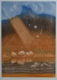 Arthur Boyd, Bather, Pulpit Rock & Rainshower (The Bundanon Suite), 1993, Etching & Aquatint 32/40
