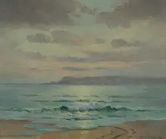 Morning Sea by Erik Langker, Oil on Board, sold Dec 2022