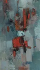 Robert Grieve, Suspended Red, 1963, Oil on Board