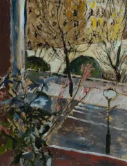 Judy Cassab, Flowers and Pont Marie [Paris], 1983, Gouache on Paper