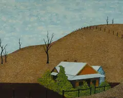 Max Watters, House and Shrubs, Kayuga Road, Oil on Board