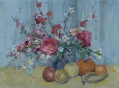 Allan Hansen, Fruit and Flowers, Oil on Canvas Board