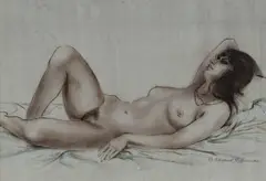 Edward Heffernan, Model Resting, 1978, Mixed Media on Paper