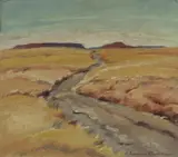 Robert Emerson Curtis, Mitchell Grass Plains, Western Queensland, Oil on Canvas on Board