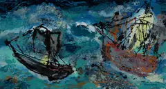 Storm by Maksymilian Feuerring, Mixed Media on Board, sold Dec 2022
