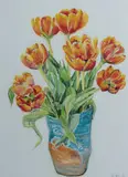 Monica Epstein, Orange Flowers in Vase, 2007, Pastel