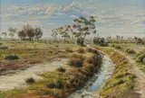 John Cornwell, Delving the Bore Drain, Burren Junction, NSW, Oil on Canvas