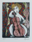 Anne Smith, Cellist, Colour Etching 6/75