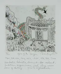 Year of the Dragon by Peter Kingston, 1993, Hand Coloured Etching 2/50, sold Dec 2022