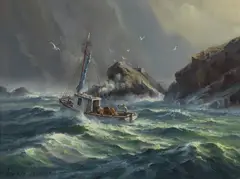 Andris Jansons, Homeward Journey, 1987, Oil on Canvas Board