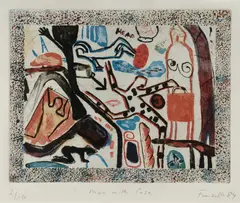 Graham Fransella, Man with Case, 1984, Colour Etching 2/10