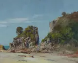 James Wynne, Orphan Rock, Diamond Head NSW, Oil on Canvas on Board