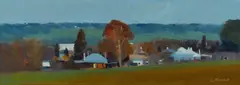 Len Pawluk, Small Country Town, Oil on Board