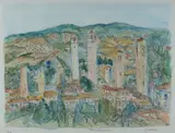 Salvatore Zofrea, San Gimignano [Tuscany], Hand Coloured Etching 7/20
