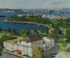 John Maudson, Conservatorium and Sydney Harbour, Oil on Canvas on Board