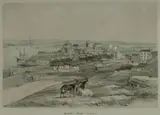 John Skinner Prout, Millers Point Sydney from the Flagstaff Hill, 1842, Hand Coloured Lithograph