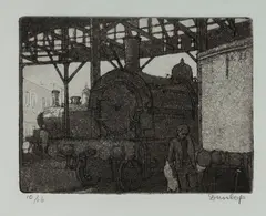 Steam Engines by Brian Dunlop, Etching 10/16, sold Dec 2022