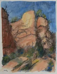 Timeless Cliffs II by Lloyd Rees, 1980, Hand Coloured Lithograph A/P, offered Dec 2022
