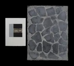 Roslyn Kean, (2), 'Sacred Garden No.13,' 1992, unique print on collaged Japanese paper (77x57cm); and 'Takayama,' woodblock print, ed. 1/20 (18x18cm, image)