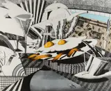 Fernando Bellver, Bodegón [Eggs], 1985, Colour Etching & Collage 34/99