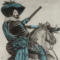 Fernando Bellver, El Conde Duque en la Vespa, 1984, Colour Etching 11/15