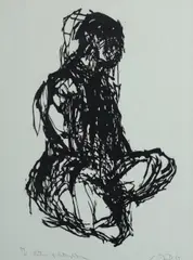 Posture of Contemplation by Arthur Danto, 1959, Woodcut 214/225, offered Dec 2022