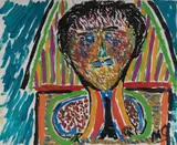 Malcolm de Chazal, Figure & Hut; and Building & Palm Tree, Gouache