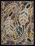Elizabeth Thorne Djandilnga, Djarr'ka - Water Goanna, 2001, Oil on Canvas on Board