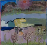 Maureen Morrangulu Thompson, Bones in the Cave, 2000, Acrylic on Canvas