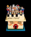 Peter Kingston, Luna Park Chess Set, 1996 - 'Goofy House, Hand Painted Resin & Wood Sculpture ed. 2/6