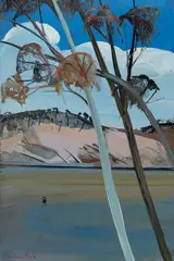 Arthur Boyd, Black Swan on the Shoalhaven, Oil on Board
