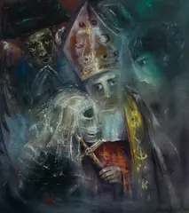 David Boyd, The Cardinal and the Bride, 1966, Oil on Canvas on Board