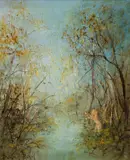 David Boyd, Figure by a Creek, Oil on Canvas