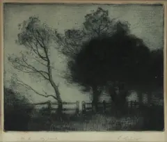 Elioth Gruner, Evening, drypoint etching