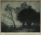 Elioth Gruner, Evening, drypoint etching