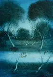 Shell Parrots by Pro Hart, Oil on Canvas Board, sold Aug 2022