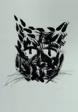 Charles Blackman, Black Cat Face III, c.1986, Ink