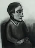 In the Bus Terminus by Robert Dickerson, Charcoal, sold Aug 2022