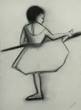 Ballerina Stretching by Robert Dickerson, Charcoal, sold Aug 2022