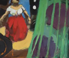 Wendy Sharpe, Carmen & Green Curtain, Oil on Canvas